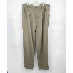 Tommy Bahama Pleated Front‎ 100% Silk Pants Mens Size38 Khaki Tan Relaxed Leg